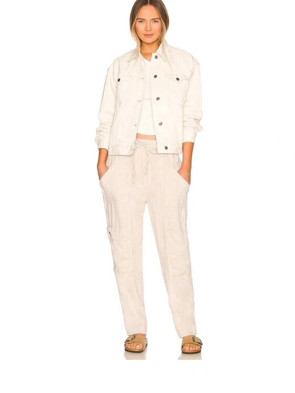 FREE PEOPLE Feelin Good Utility Pull On Pant in Natural Size XS